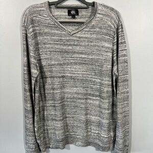 Rock & Republic Gray Striped V-Neck Sweater